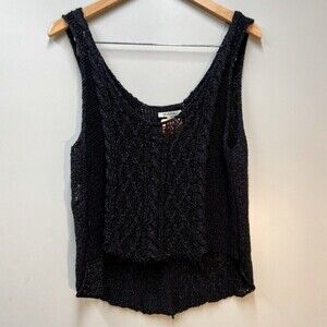 BCBG Women's Crochet Knit Cropped Top Color Black Size S/M Sleeveless